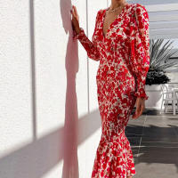 Vestido de mujer Falda de cola de sirena elegante con cuello en V sexy para mujer con riñonera y vestido a la cadera - details 3