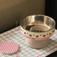 Cuenco de base alta para mascotas de dibujos animados, antideslizante, antivómitos, comida para gatos, cuenco de agua con soporte, cuenco de acero inoxidable antivuelco para gatos - details 14