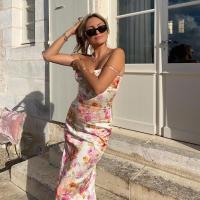 Vestidos de fiesta con estampado Floral y tirantes finos, maxivestido ajustado elegante para invitados de boda y vacaciones - details 9