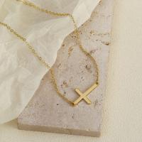 Collar Cruz EWENSOO de Metal Plateado 14K Colgante Delicado con Caja Collar Simple y Lindo para Mujeres - details 11