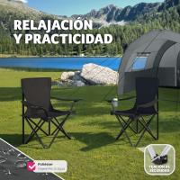 Sillas Plegables de Acero para Camping Resistentes, Soporte para Bebida, Uso Exterior, Terraza y Picnic Negro - details 6