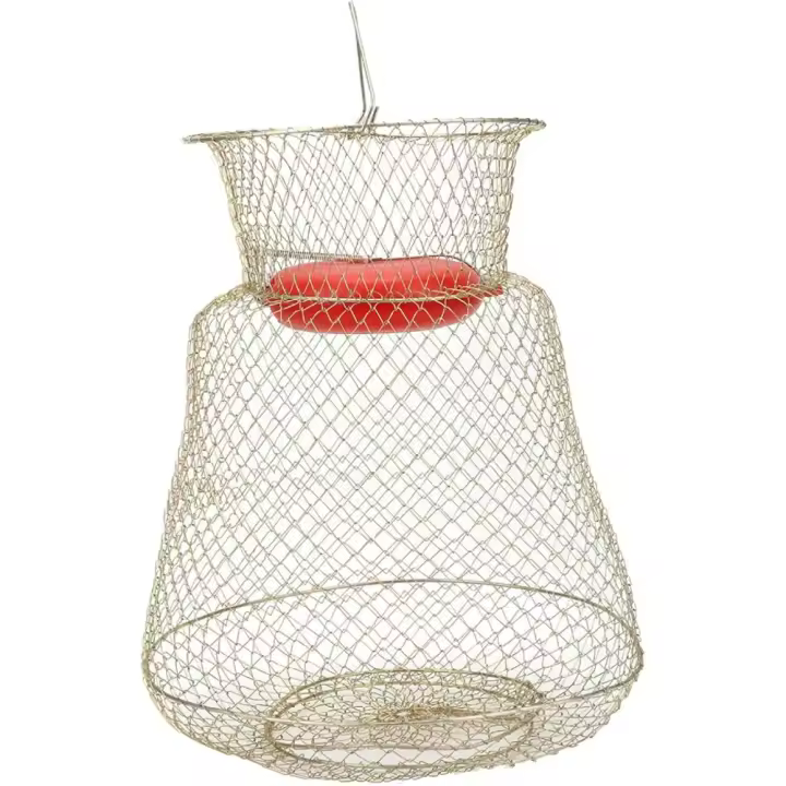 Jaula de Pesca de Acero Inoxidable, Cesta de Pescado Y Camarones Portátil Redonda, Trampa Plegable, resistente - 1