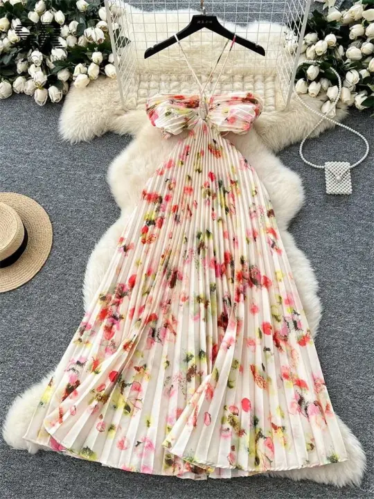 Vestido Largo con Halter de Espalda Descubierto SINGREINY Estilo Playero de Vacaciones Suave para Mujeres - 1