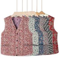 Chaquetas florales, chaqueta ultraligera sin mangas de otoño, base de algodón cálida para invierno, chaqueta con botones para mujer - details 8