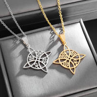 Collar Encanto Bruja Nudo Pendiente Acero Inoxidable Amuleto Joyería Afortunada Para Mujeres Triskelion Ankh Pentagon Valknut - details 1