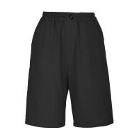 Pantalones Cortos de Lino y Algodón para Mujer Color Sólido, Cintura Suelta, Bolsillo, Botón, Moda Casual - details 65