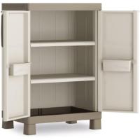 Armario de Almacenamiento Alto de Resina 2 Puertas Regulables en Altura 4 Baldosas Color Arena/Gris - details 17