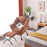 Silla perezosa con otomana, silla moderna con reposabrazos y bolsillo lateral, sillón de lectura con reposapiés para espacios pequeños, color verde afelpado - details 34