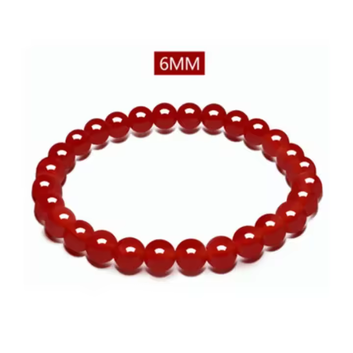 Regalo Feng Shui 7A pulsera de cristal de Calcedonia de ágata roja para hombre y mujer, amuleto de buena suerte, joyería - 1