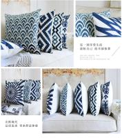 Funda de almohada bordada de algodón azul, cojín de decoración del hogar, bordado geométrico, hilo de ganchillo, sofá, cojín trasero - details 14