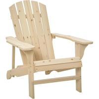 Adirondack de Madera Silla de Jardín con Asiento Extra Ancho Carga 150 kg para Patio Terraza Balcón 78x89x88 cm Natural - details 0