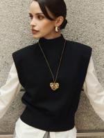 Collar con colgante de disco largo para mujer, cadena de suéter chapada en oro de 18 quilates, joyería de moda - details 2