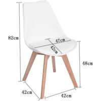 Juego de Mesa de Comedor y Sillas, 1 Mesa Redonda de 80 cm + 4 Sillas Blancas, de Diseño Nórdico - details 3