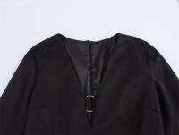 - 2025 Casual Chic para Mujer Decoración de Hebilla de Metal Sólido Manga Larga Mini Nueva Moda Mujer ss - details 1