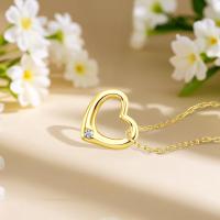 Collar con Colgante de Corazón de Oro 14k Joyería de Amor en Oro Real AU585 para Mujeres - details 3
