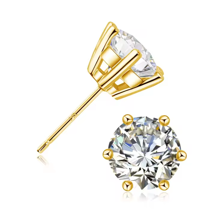 Pendientes de Moissanita de Oro 14k Joyería de Lujo para Mujeres con Certificado - 1