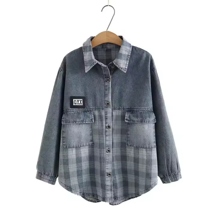 Chaqueta de Denim Holgada y Delgada para Mujer Ropa de Moda Plus Size para Primavera Otoño - 1