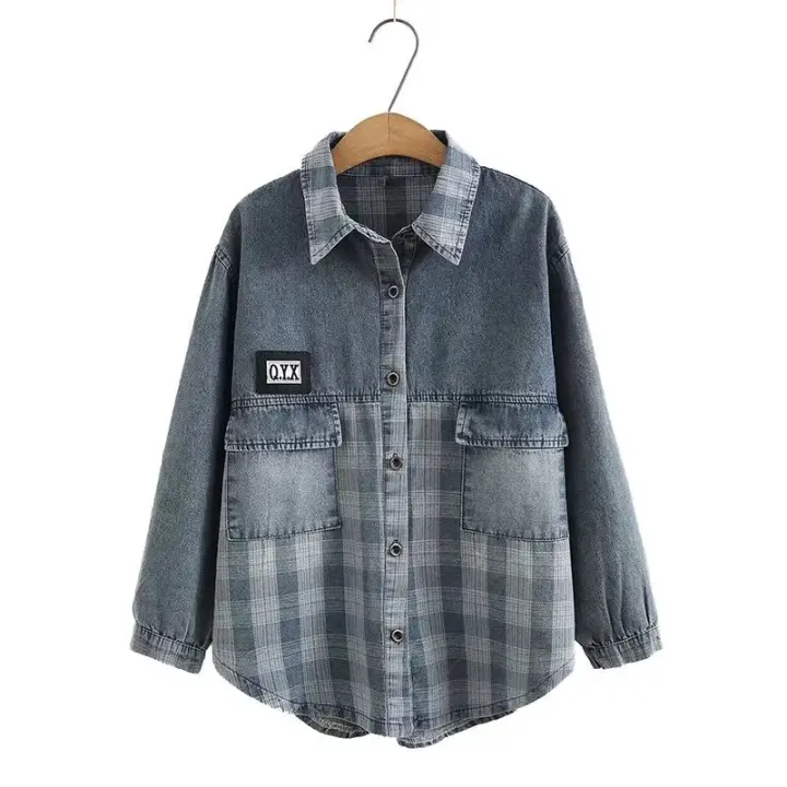 Chaqueta de Denim Holgada y Delgada para Mujer Ropa de Moda Plus Size para Primavera Otoño - 1