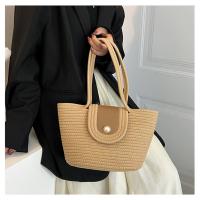 Bolso de mujer de gran capacidad, bolso de mano portátil con bandolera, bolso tejido de paja - details 0
