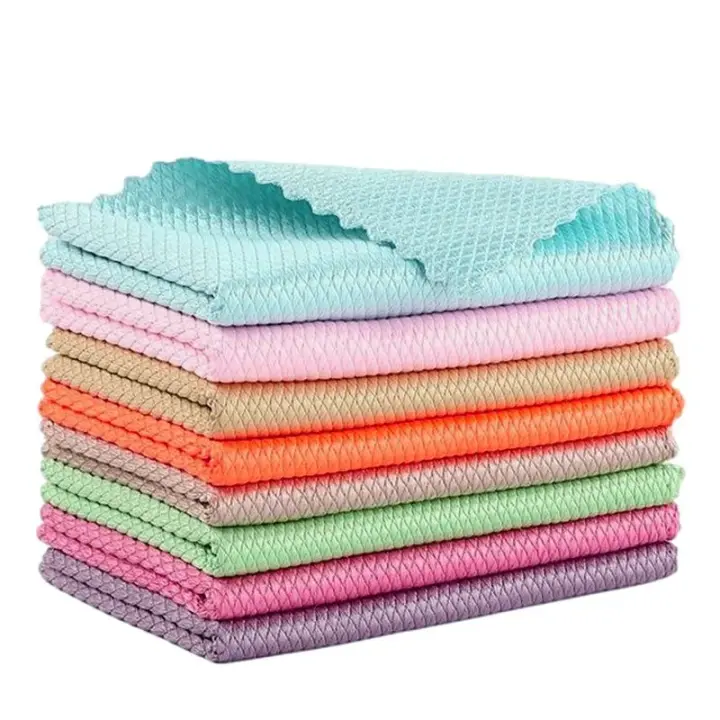Toalla de limpieza de cocina, trapos de limpieza antigrasa, paño de limpieza de escamas de pescado absorbible, paño de limpieza de platos y ventanas de vidrio, 5 uds. - 1