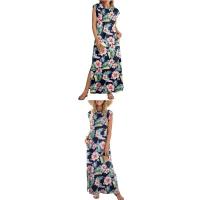 Vestido largo sin mangas con cuello redondo y abertura lateral en color versátil para mujer 2025. - details 8