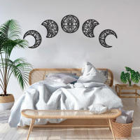 Decoración de Pared de Fases de Luna de Madera 5pcs Adorno de Pared para Dormitorio Espiritual - details 1