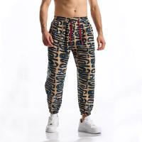 Pantalón en lino imprimé Tribal Boho para hombres, en algodón, décontracté, con cordón de serrage, para deportes al aire libre, curso à pied, sorpresa, été - details 9