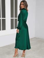 Primavera Verano nuevo vestido de manga larga de satén de gama alta vestido de noche elegante para mujer ropa de fiesta vestidos de celebridades - details 10