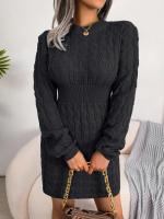 2024 Otoño Invierno mujer Casual manga larga suéter vestido negro blanco azul - details 2