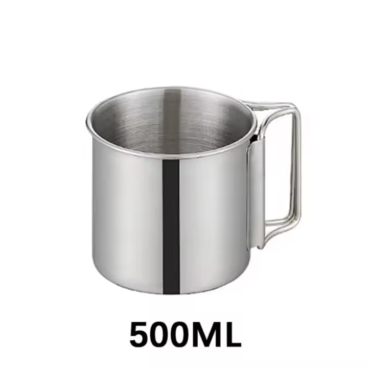 Taza de acero inoxidable plegable para acampar al aire libre, mosquetón portátil, tazas de Camping para el hogar, tazas de bote - 1