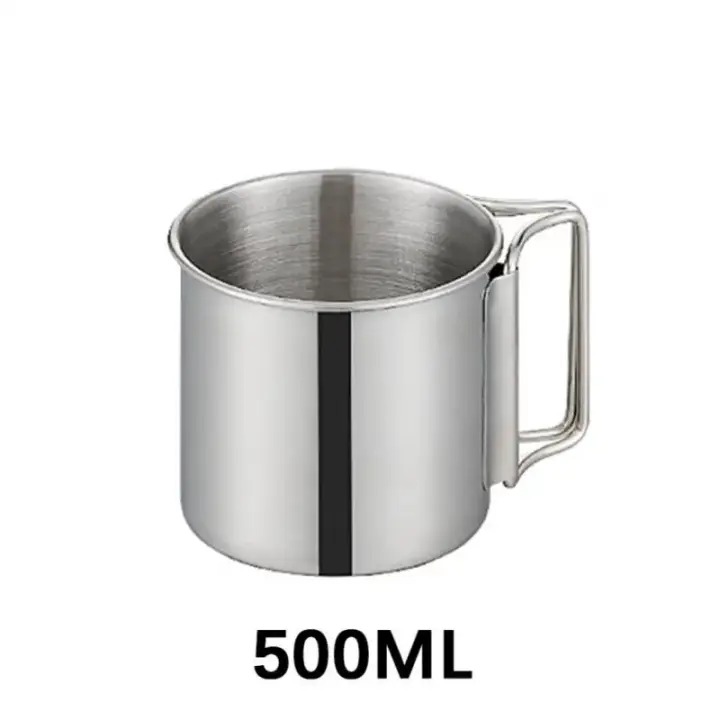 Taza de acero inoxidable plegable para acampar al aire libre, mosquetón portátil, tazas de Camping para el hogar, tazas de bote - 1