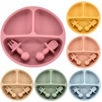 Juego de Vajilla de Silicona Seguro para Bebé Platos Sólidos de Dibujos Animados - details 0