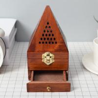 Quemador de incienso de sándalo, caja de madera de agar, antiguo, aromaterapia, pirámide creativa, hueco - details 3