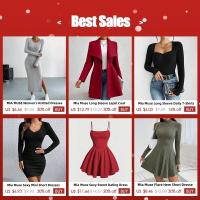 Vestidos de mujer otoño-invierno Color sólido, manga larga, cuello alto, cintura alta, doble abertura, estilo casual - details 13