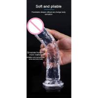 Consolador realista transparente, consoladores de gelatina de cristal suave, pene falso con ventosa, tapón anal, juguetes, masturbador sexual, punto G - details 2