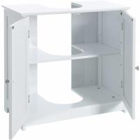 Mueble Bajo Lavabo de Madera Blanca de 60x60x30 cm con 2 Puertas y 2 baldas para Lavabos con Pedestal de Pie - details 6