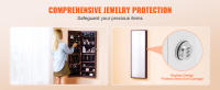 SucceBuy Gabinete de joyería con espejo de 42,52 pulgadas, con cerradura, montado en la pared/puerta, LED, forro de terciopelo, marrón, organizador - details 1