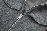 TRAFZA-abrigo de manga larga para mujer, Chaqueta corta con bolsillos y cremallera, color gris, Y2k, Otoño, 2023 - details 4
