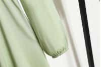 Vestido largo ajustado a la cintura con jersey de manga larga de color liso para mujer - details 31