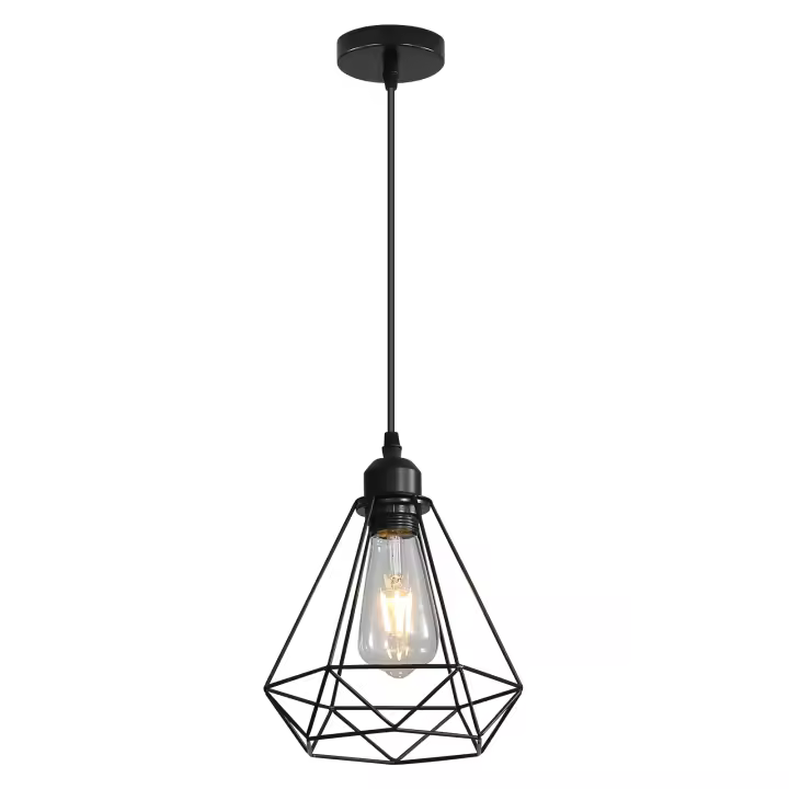 Goeco Lámpara de Araña Colgante Vintage Luz de Techo con Diseño de Jaula, Bombillas Incandescentes, Instalación en Techo, Eficiencia Energética - 1
