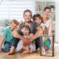 Kit de huellas de manos familiares, marco de madera para recuerdos, juego de regalo infinito, pinturas no tóxicas, hojas transparentes - details 2