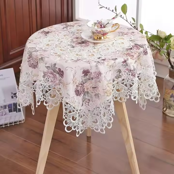 Mantel bordado de alta calidad, mesa redonda pequeña, TV, lavadora, funda para refrigerador, decoración navideña - 1