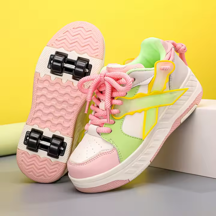 Zapatos de patín de cuatro ruedas para niños y niñas, zapatos de ruedas deslizantes de alta estética, zapatos de patín para niños mayores - 1