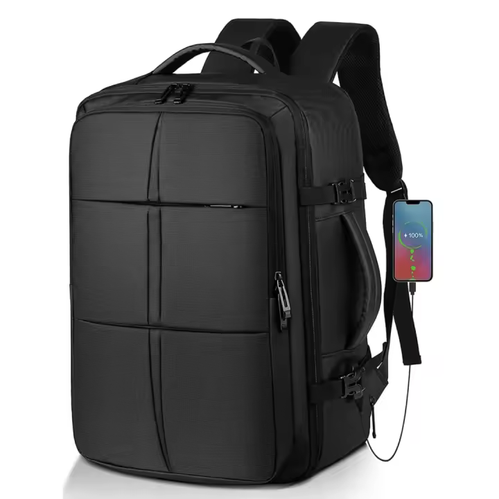 Mochila de Viaje Cabina Avion, Expandible, Grande, Adecuado tanto para hombres como para mujeres, Con puerto de carga USB - 1