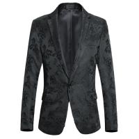 Chaqueta de esmoquin Floral para hombre, traje bordado rosa - details 1