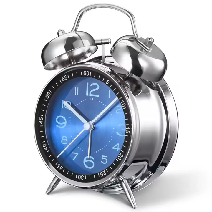 Reloj despertador Silencioso A5 para Mesita de Noche, 4", estilo Retro Vintage con dos Campanas, para personas profundas, para niños y para dormitorios. Cuarzo analógico, funciona con pilas - 1