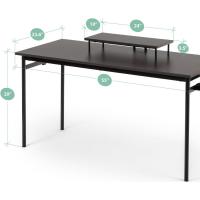 14075cm, Escritorio negro de metal con almacenamiento y soporte para monitor, Escritorio con acabado espresso, Mesa para ordenador, Montaje sencillo - details 9