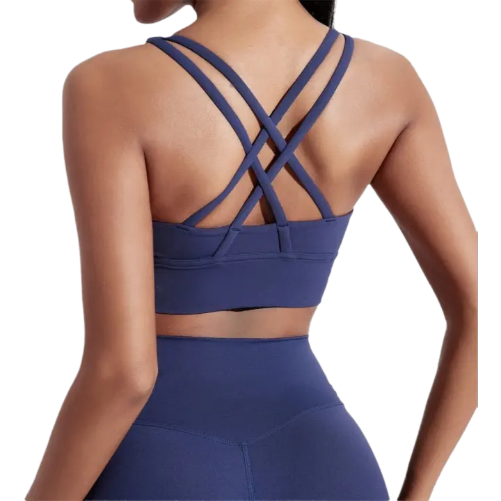Sujetador Deportivo Fiess de Alta Resistencia Top Ajustado de Color Sólido para Mujeres - 1