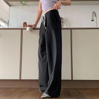 Pantalones de pierna recta a rayas con empalme de moda coreana de cintura alta sueltos nuevos de primavera y otoño para mujer - details 4