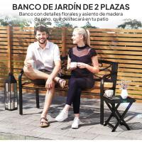 Banco Exterior de Jardín 2 Plazas Sillón de Madera y Marco de Acero Tamaño 127x56x80 cm - details 3